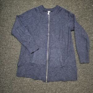 Cable & Gauge Navy Zip-Up Cardigan